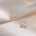Elegante gouden titanium stalen driehoekige oorbellen met fonkelende zirkonia kristal - Geometrische Driehoek Oorbellen