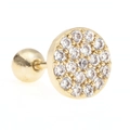 Orecchino piercing dorato con zirconi incastonati e chiusura a vite a sfera per elice - Stile Pavé a Disco (EGD0210) / Oro
