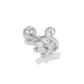 Silver swan stud earring featuring marquise-cut zircons and a secure screw back ball - Swan Design (EGD1504 Silver)