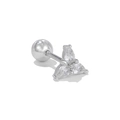 Surgical steel clover cartilage stud earring with three pear-cut cubic zirconia stones - Clover Flower (EGD1517 Silver)