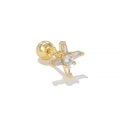 Golden tassel stud earring with zircon cross-star design and screw ball back - Cross Star (EGD1579 Gold)