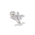 Silver star stud earring with clear zircon inlay and secure screw back closure - Cross Star (EGD1579 Silver)
