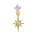 Pendiente de estrella polar dorada con circonita cúbica y acabado de acero pulido - Estilo Estrella Polar (EGD1265 Dorado)