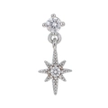 Pendientes plateados con colgante de estrella y piedras de circonita micro-engastadas - Estilo Estrella Polar (EGD1265 Blanco K)