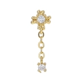 Pendiente piercing dorado con borla, motivo de cruz e incrustaciones de circón blanco - Borla de Flor de Cruz (EGD1065 Dorado)