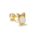 Boucles d'oreilles chat en titane doré avec opale blanche et détails en zircone - Or