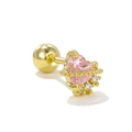 Rosafarbene Herz-Kristall-Ohrstecker mit Schraubverschluss in Gold und Zirkonia - Rosa Herz Zirkonia Stil (EGD0775) / Gold