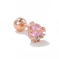Roségold-Herzohrstecker mit rosa Zirkon, Planetenring-Design und Schraubverschluss-Kugel - Rosa Herz Zirkonia Stil (EGD0775) / Roségold