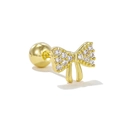 Goldener Schleifen-Ohrstecker mit Zirkonia-Besatz und sicherem Schraubverschluss - Vollständiger Strass Schleife Stil (EGD1297) / Gold