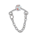 Manguito de oreja geométrico plateado con estrella iridiscente y circonita cúbica micro-pavé - Cadena de Estrella Colorida (EGD0972 Blanco K)