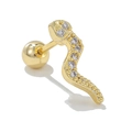 Piercing de oreja dorado con circonitas brillantes y cierre de bola de tornillo - Estilo Ola de Diamantes (EGD1746 Dorado)