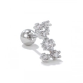 Funkelnder Stern-Ohrknorpel-Stecker mit weißen Zirkonia und silbernem Schraubverschluss - Vollständiger Strass Stern Geometrischer Stil (EGD0141) / Silber