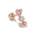 Roségoldener Bow-Ohrstecker mit sternförmigem Zirkon und Schraubverschluss-Kugel - Vollständiger Strass Stern Geometrischer Stil (EGD0141) / Roségold