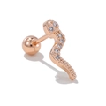 Pendiente de cartílago serpiente oro rosa con circonitas cúbicas y cierre de rosca - Estilo Ola de Diamantes (EGD1746 Oro Rosa)