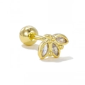 Goldener Schmetterling Ohrstecker mit Markise-Zirkonia und Schraubverschluss - Marquise-Zirkonia-Klee-Blumen-Stil (EGD1524) / Gold