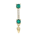 Piercing dorado con esmeraldas verdes, circonitas blancas y un colgante de corazón - Corazón de Diamante Verde (EGD1213 Dorado)