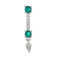 Piercing de ombligo plateado con circonitas verde esmeralda y un colgante de cono metálico - Corazón de Diamante Verde (EGD1213 Blanco K)