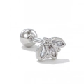 Silberner Piercing-Ohrstecker mit drei marquise-geschliffenen Zirkonia im Blütendesign - Marquise-Zirkonia-Klee-Blumen-Stil (EGD1524) / Silber