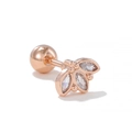 Roségoldener Ohrstecker mit Marquise-Steinen und sicherem Schraubverschluss mit Kugel - Marquise-Zirkonia-Klee-Blumen-Stil (EGD1524) / Roségold