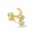 Goldener Mond-Ohrstecker mit Schraubverschluss und funkelnden Zirkonia-Kristallen - Zirkonia Stern und Mond Stil (EGD1391) / Gold