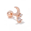 Roségoldener Mond-Ohrstecker mit Zirkonia-Steinen und Schraubverschluss - Zirkonia Stern und Mond Stil (EGD1391) / Roségold