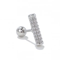 Silberner rechteckiger Doppelreihen-Kristall-Ohrstecker mit sicherem Schraubverschluss - Rechteckiger Strass-Balken-Stil (EGD1270) / Silber