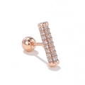 Funkelnde Roségold-Ohrstecker mit Zirkonia-Besatz und sicherem Schraubverschluss-Kugel - Rechteckiger Strass-Balken-Stil (EGD1270) / Roségold