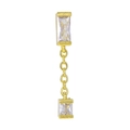 Golden geometric chain earring with rectangular and square cubic zirconia crystals - Geometric Rectangle Zirconia Linked Studs (EGD1226) / Gold