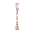 Rose gold chain earring with geometric square zircon stones for dual piercings - Geometric Rectangle Zirconia Linked Studs (EGD1226) / Rose Gold