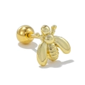 Clou d'oreille abeille en acier inoxydable doré avec zircone et fermoir à vis rond - Style Abeille (EGD0990) / Or