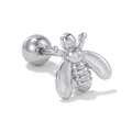 Piercing cartilage abeille en argent acier 316 avec embout boule à visser sécurisé - Style Abeille (EGD0990) / Argent