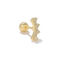 Gold plated wave stud earring with seven clear cubic zirconia stones and screw back ball - Gold Zigzag Wave Style (EGD1696 Gold)