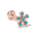 Clou d'oreille 20G en acier rose doré avec zircon floral bleu clair élégant - Floral Bleu (EGD1397) / Or rose