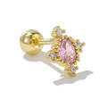 Piercing d'oreille 20G en acier doré avec pierre rose ovale et zircons blancs - Ovale Rose (EGD0987) / Or