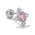 Clou d'oreille en acier 316 avec zircon rose ovale et grappe de pierres claires - Ovale Rose (EGD0987) / Argent