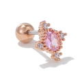 Clou d'oreille en acier 20G or rose avec pierre ovale rose et accents de zircon - Ovale Rose (EGD0987) / Or rose