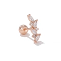 Rose gold conch piercing with marquise and round zircon stones and a screw ball back - Rose Gold Marquise Flower Cluster Style (EGD1626 Rose Gold)