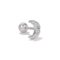 Silver crescent moon cartilage stud with hammered texture and screw ball back - Silver Hammered Moon Style (EGD1630 White K)