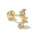 Clou d'oreille en acier 316L doré avec trois zircons en forme de marquise arquée élégante - Arc à Trois Pierres (EGD1706) / Or