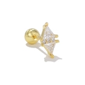 Minimalist geometric gold screw back earring featuring sparkling triangle cubic zirconia - Gold Geometric Rhombus Style (EGD1505 Gold)