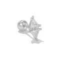 Geometric silver screw-back stud earring featuring zircon stones and diamond-shaped design - Silver Geometric Rhombus Style (EGD1505 White K)
