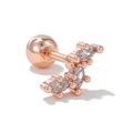 Clou d'oreille en or rose avec zircons taille marquise et design de plume créatif - Arc à Trois Pierres (EGD1706) / Or rose