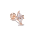 Rose gold geometric stud earring with triangle zircons and screw back fastener - Rose Gold Geometric Rhombus Style (EGD1505 Rose Gold)