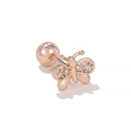 Rose gold butterfly stud earrings with zircon inlay and secure screw ball back closure - Rose Gold Zirconia Butterfly Style (EGD1558 Rose Gold)