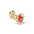 Spider stud earring with golden metal legs and a heart-shaped red zircon crystal - Gold Red Stone Spider Style (EGD1367 Gold)