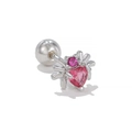 Spider shaped ear stud with pink heart zircon and secure screw back closure - Silver Pink Stone Spider Style (EGD1367 White K)