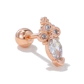 Marquise zircon ear bone stud in rose gold finish with screw ball back closure - Marquise Cluster Style / Rose Gold