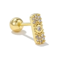 Golden geometric stud earring with sparkling cubic zirconia and secure screw back closure - Rectangle Style / Gold