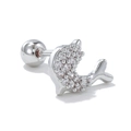 Clou d'oreille dauphin en argent avec zircons étincelants et fermoir à boule - Style Dauphin (EGD1774) / Argent