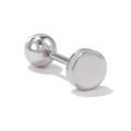 Minimalist silver surgical steel barbell stud earring with flat back and ball end design - Geometric Cylinder White K (EGD1365)